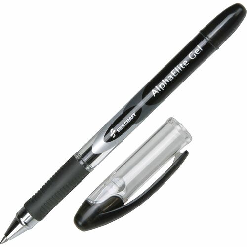 SKILCRAFT  Gel Pen, 0.7mm, 1 Dozen, CL Barrel/Black Ink