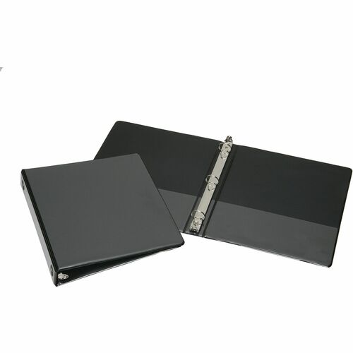 SKILCRAFT  View Binder,Round Ring,w/Pockets,1" Cap,Letter-size,BK