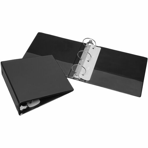 SKILCRAFT  View Binder,Round Ring,w/Pockets,3" Cap,Letter-size,BK