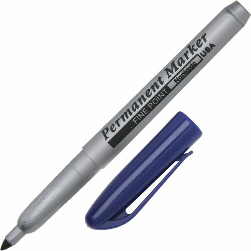 SKILCRAFT  Permanent Marker, Fine Point, 1 Dozen, Blue Ink