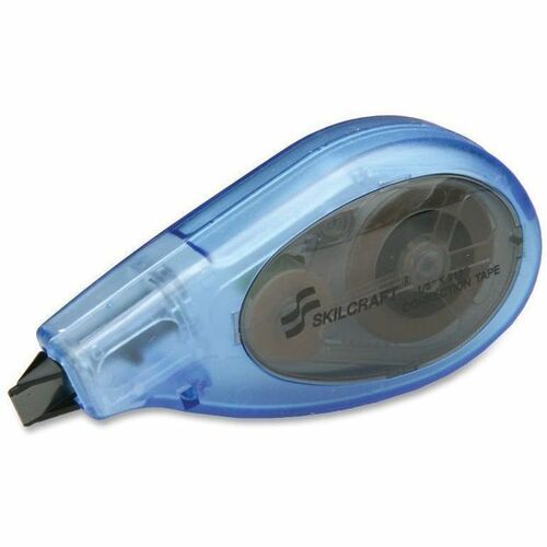 SKILCRAFT  Correction Tape,Single Line,Adjustable Tip,Nonrefill,315",Translucent Blue/Black