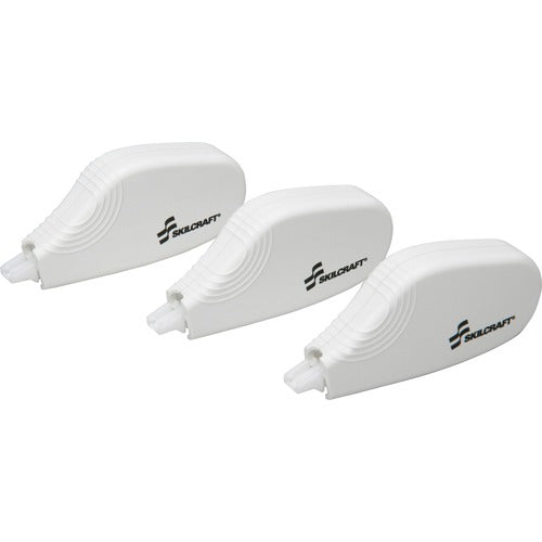 SKILCRAFT  Mini Correction Tape, Single Line, 237", 3/PK, White