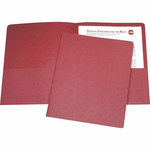 SKILCRAFT  Portfolio, 2 Pockets, 3/8" Expansion, Letter, 25/BX, Red
