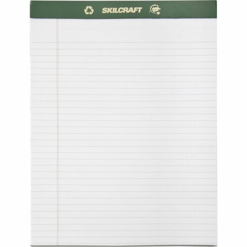 SKILCRAFT  Writing Pad, Letter, ,50Sht/PD, 8-1/2"x11-3/4", 1 Dozen, WE