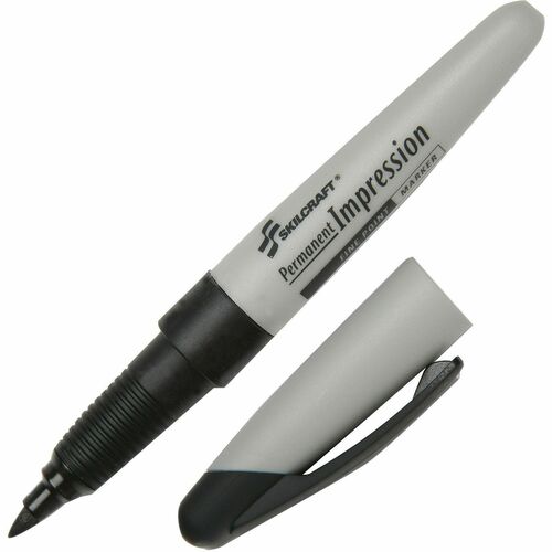 SKILCRAFT  Permanent Markers, Fine Tip, 1 Dozen, BK