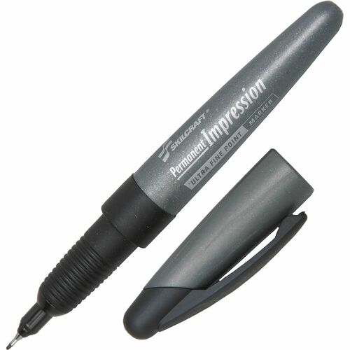 SKILCRAFT  Permanent Marker, Ultra Fine Tip, 1 Dozen, BK