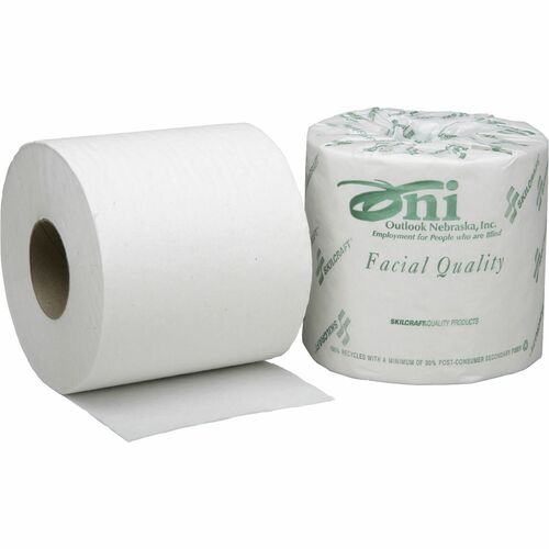 SKILCRAFT  Toilet Tissue,1-Ply, 4"x4", 1200 Sht/Roll,80 RL/BX, WE