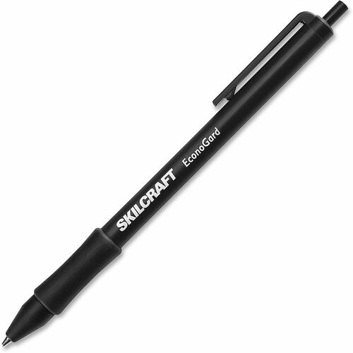 SKILCRAFT  Ballpoint Pen, Retract., Med. Pt, BK Barrel/BK Ink