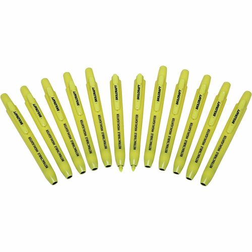 SKILCRAFT  Retract. Highlighters, Chisel Tip, 1 Dozen, Yellow