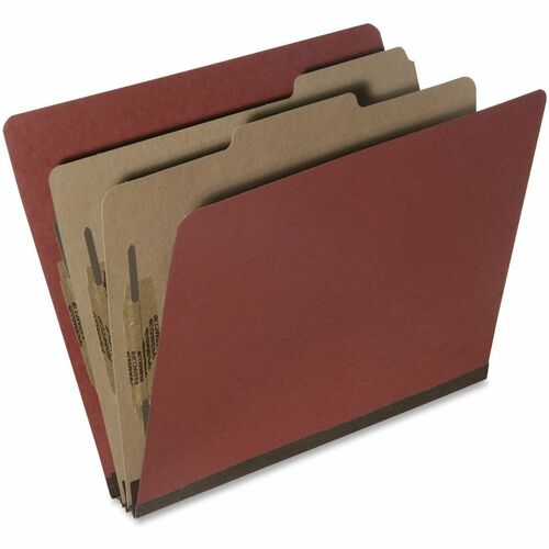 SKILCRAFT  Classification Fldr, 2" Exp, 6-Part, 2-Div, Ltr, 10/BX, RED