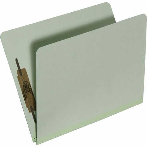 SKILCRAFT  Fastener Folders,Pressbrd,Full Tab,1" Exp, Ltr, 25/BX,LtGN