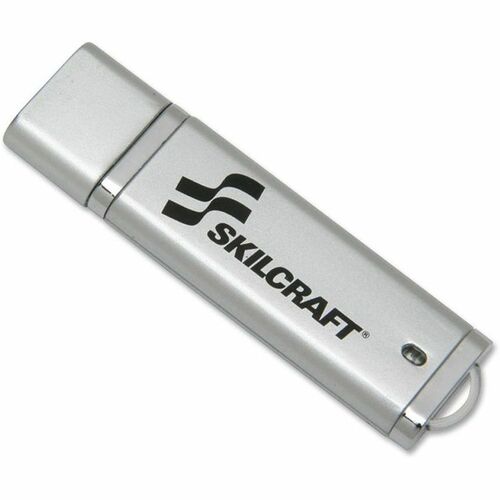 SKILCRAFT  USB Flash Drive, Password Protected, 2GB, Silver