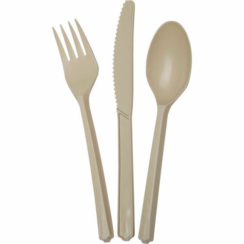 SKILCRAFT  Cutlery Set,Biobased,3-Pc,Knife/Fork/Spoon,400Sets,Wheat