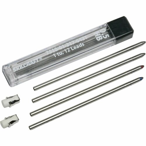 SKILCRAFT  Pen Refill Kit, f/B3 Aviator,Red/BK Ink, Eraser, Lead