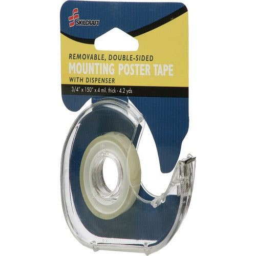 SKILCRAFT  Tape, Double-Sided, Removable, Dispenser, 3/4"x150", Clear