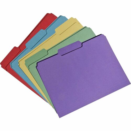 SKILCRAFT  File Folders,1/3 Top Tab,11 Pt.,3/4" Exp.,Ltr.,100/BX,AST