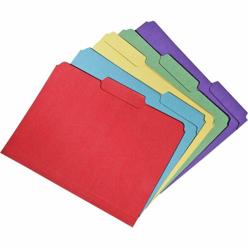 SKILCRAFT  File Folders,2-Ply Tab,1/3 Cut,Recycled,Ltr.,100/BX,AST