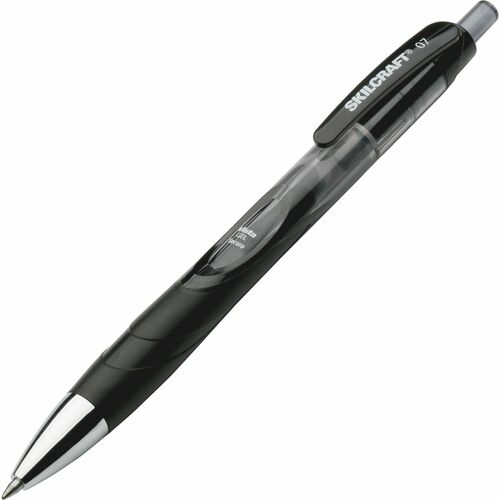SKILCRAFT  Secure Gel Pen, Retract, .7mm, Med Pt, 3/PK, BK Ink