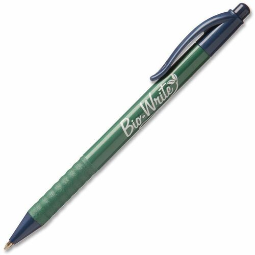 SKILCRAFT  Ballpoint Pen, Biobased, Retract/Refill, Fine,1 Dozen, Blue