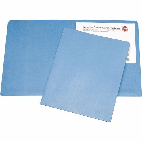 SKILCRAFT  Portfolio, 2 Pockets, 3/8" Exp, Letter, 25/BX,Light Blue