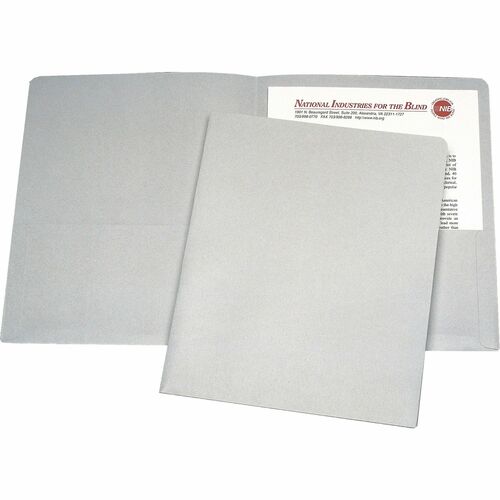 SKILCRAFT  Portfolio, 2 Pockets, 3/8" Expansion, Letter, 25/BX, Gray