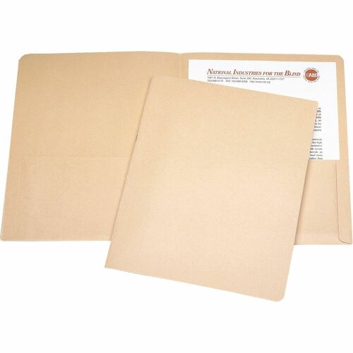 SKILCRAFT  Portfolio, 2 Pockets, 3/8" Expansion, Letter, 25/BX, Tan