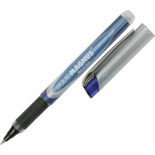 SKILCRAFT  Roller Ball Pens, Comfort Grip, .7mm Fine Pt,4/PK, Blue Ink