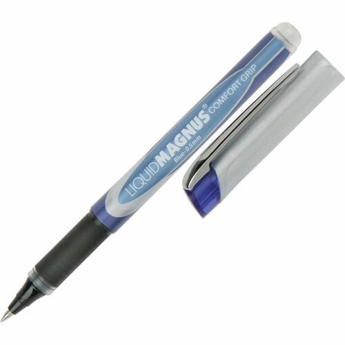 SKILCRAFT  Roller Ball Pens, Comfort Grip, .5mm Micro Pt,4/PK,Blue Ink