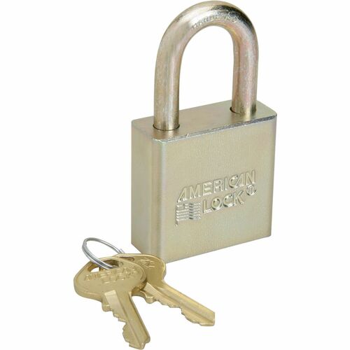 SKILCRAFT  Keyed Padlock, No Chain,1-3/4W",1-1/8" Shackle, Steel GY