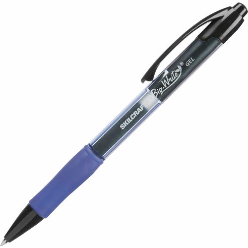 SKILCRAFT  Gel Pen, Retract, Med Pt, Biobased,1 Dozen, BE Barrel/BE Ink