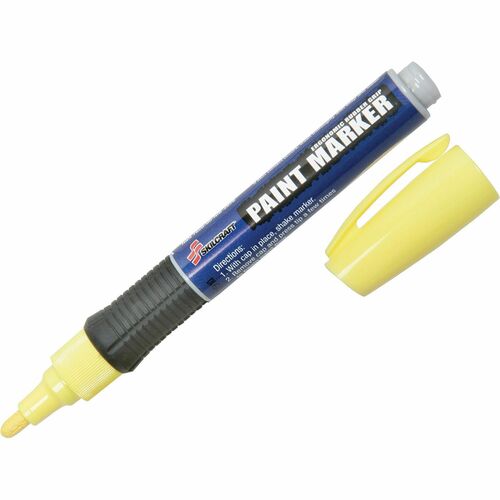 SKILCRAFT  Paint Markers, Rubber Grip, Bullet Tip, Med. Pt, 6/PK,Yellow