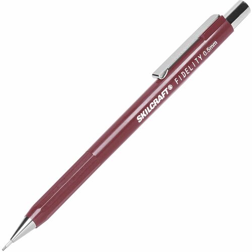 SKILCRAFT  Mechanical Pencils, Fine Pt, 1 Dozen, Burgundy Barrel