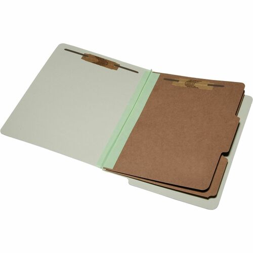 SKILCRAFT  End Tab Classification Folders,6-Part,2-Div.,Ltr,10/BX,LGN