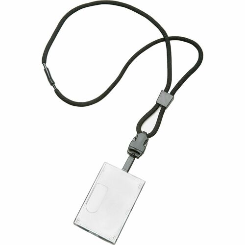 SKILCRAFT  Neck Lanyard, w/Card Holder, Round Cord, 36", 1 Dozen, BK