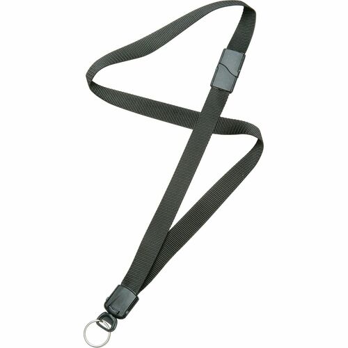 SKILCRAFT  Neck Lanyard,Deluxe 3/4" Strap, Key Ring Attachmt,1 Dozen,BK