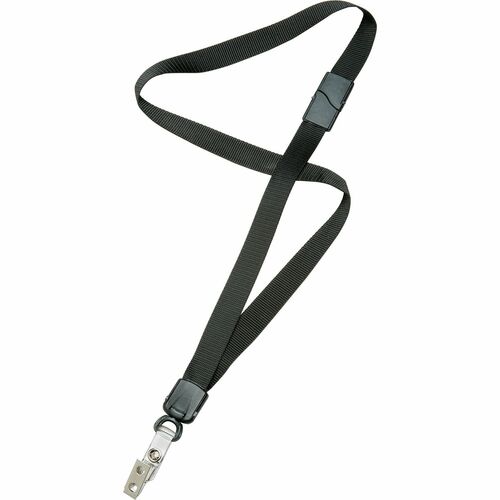 SKILCRAFT  Neck Lanyard, Breakaway, Bulldog Clip,36",1 Dozen, BK