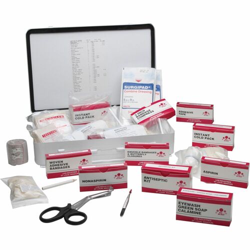 SKILCRAFT  First Aid Kit, Industrial, 10"x14-1/2"x2-3/4", 20-25 People,Multi