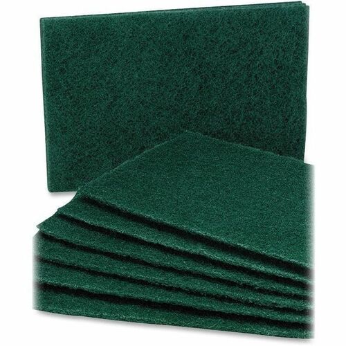 SKILCRAFT  Scouring Pads, Medium Grade, 6"x9-1/2"x1/4", 10/PK, Green