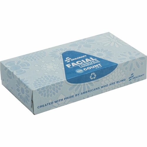 SKILCRAFT  Facial Tissues, 2-Ply, 100/Box, 12 Boxes/PK, White