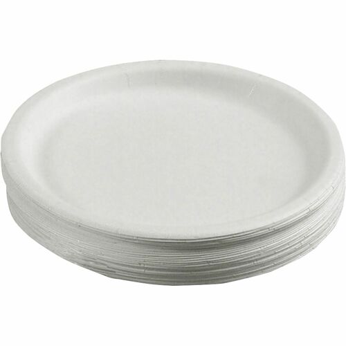 SKILCRAFT  Round Paper Plates, 6"Diameter, 1/2" Deep, 1000/Box, White