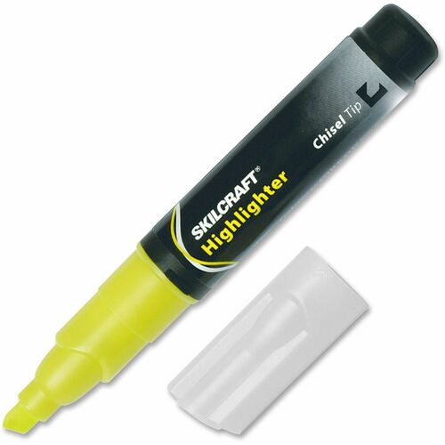 SKILCRAFT  Highlighter,Chisel Tip,Large,1 Dozen,Fluorescent YW