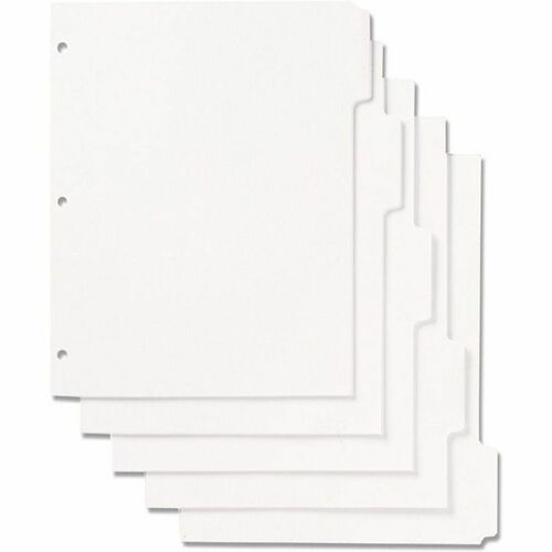 SKILCRAFT  Index Sheets,Tabbed,3HP,1/5 Cut,100Sht,8-1/2"x11",100/Set,WE