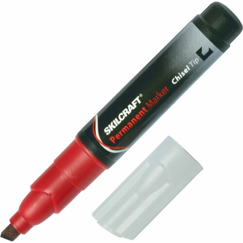 SKILCRAFT  Permanent Marker, Jumbo, Chisel Tip, 1 Dozen, RD
