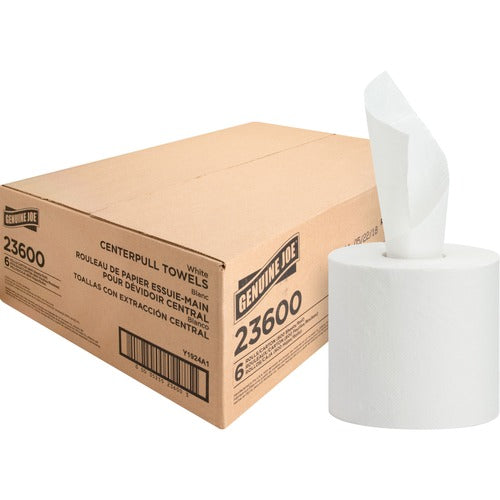 Genuine Joe  Centerpull Towel Rolls,7.65"x10",600Shts,6RL/CT,White-GJO23600
