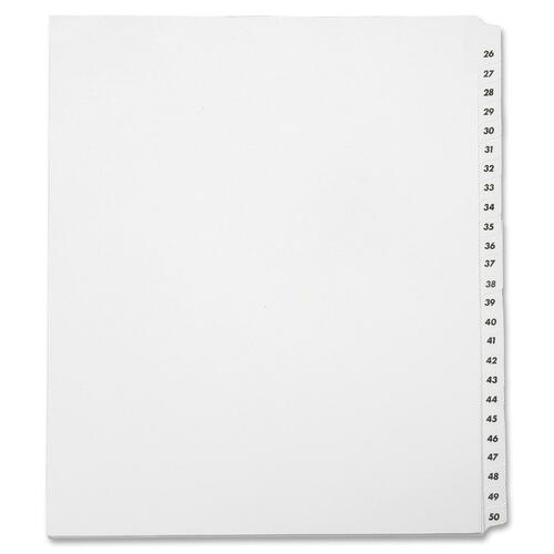 SKILCRAFT  Index Divider Set, Letter-size, Numbered Tabs 26-50, WE