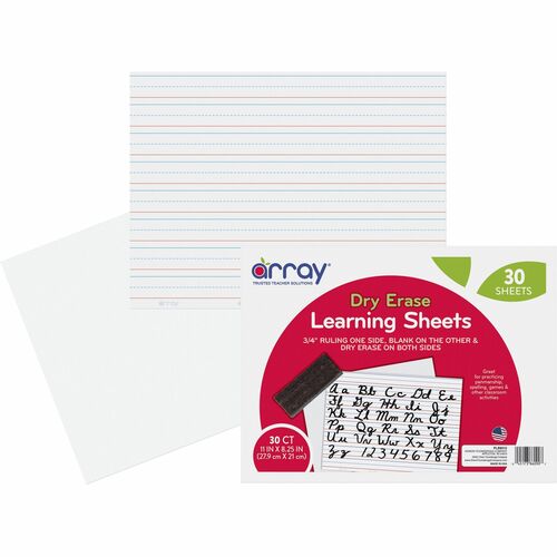 Pacon  Dry Erase learning Boards, Ruled,11"x8-1/4", 30/PK, White