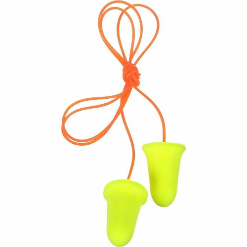 3M  Earplugs, Corded, Soft, 200PR/BX, Yellow