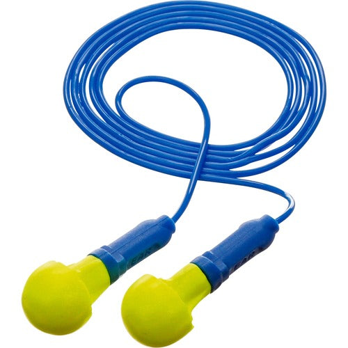 3M  Earplugs, Corded, Push-In, 200PR/BX, Yellow