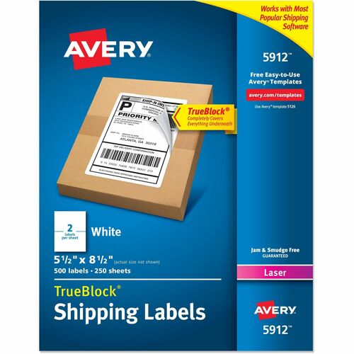Avery  Internet Shipping Labels, 5-1/2"x8-1/2", 500/BX, WE