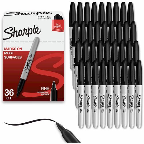 Newell Brands  Permanent Markers,w/1 S-Gel Pen,Sharpie,Fine Point,36/BX,BK